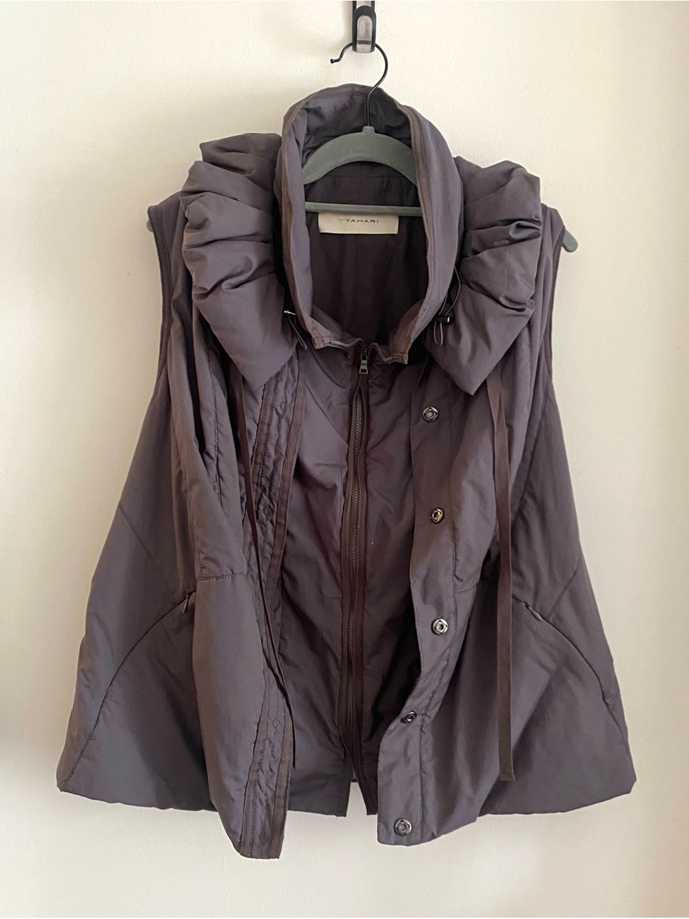 T Tahari Women's Slate Gray Puffer Vest  Jacket